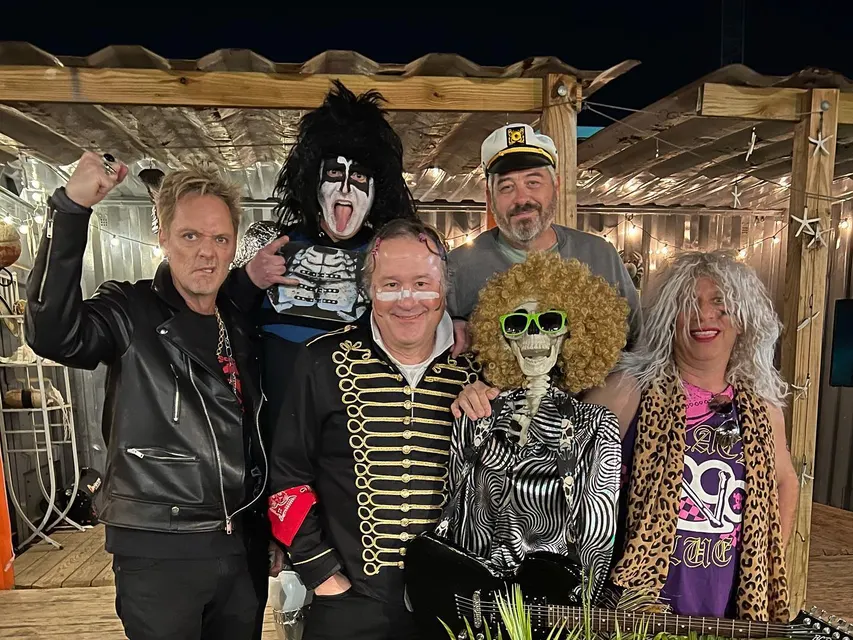 KISS makeup, a skeleton and wigs at the Spook Show at Clare and Don's